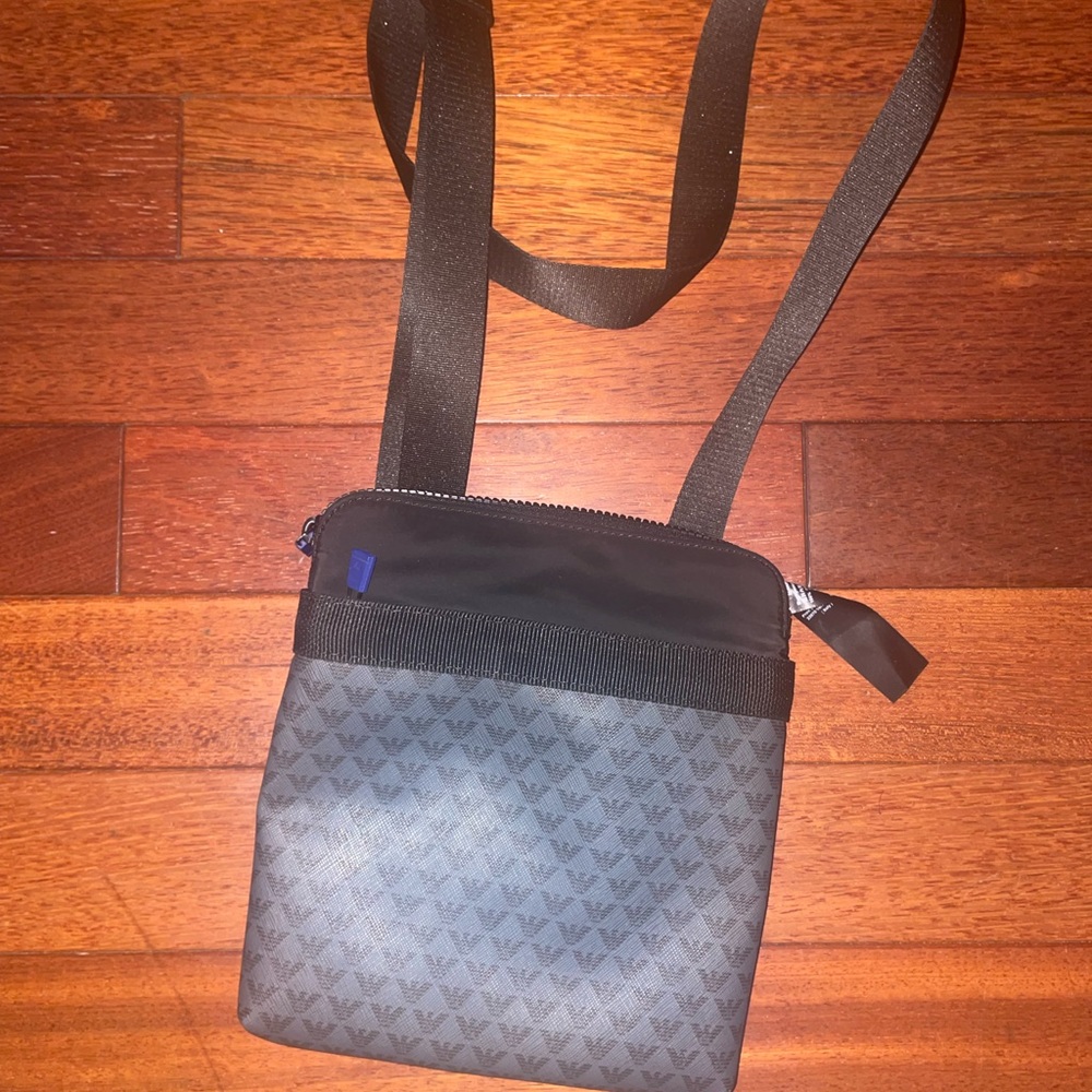 Emporio Armani Black and Gray Messenger Bag
